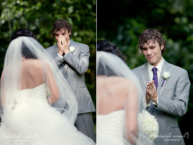 Groom's Reaction to seeing bride in her dress for the first time