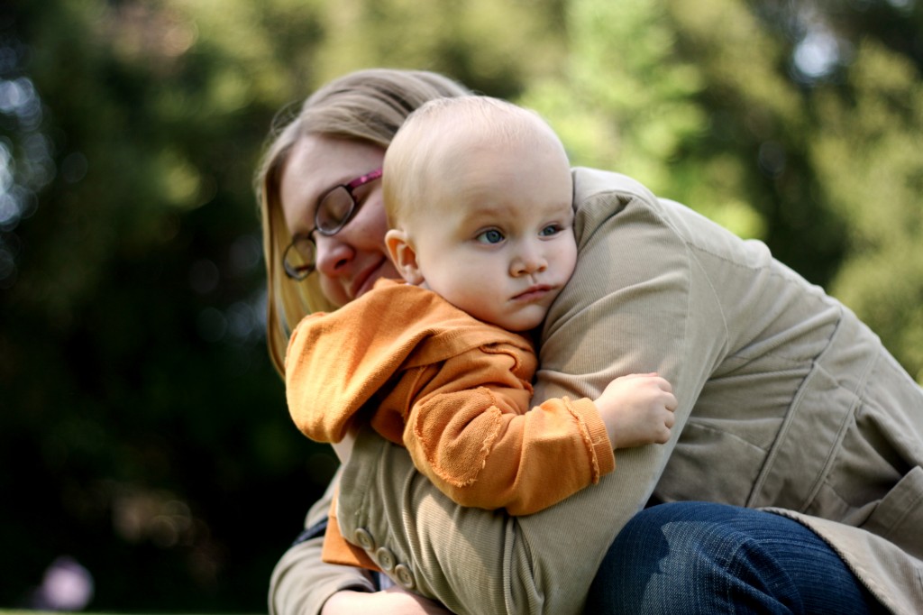 happy mother's day baby and mother hugging